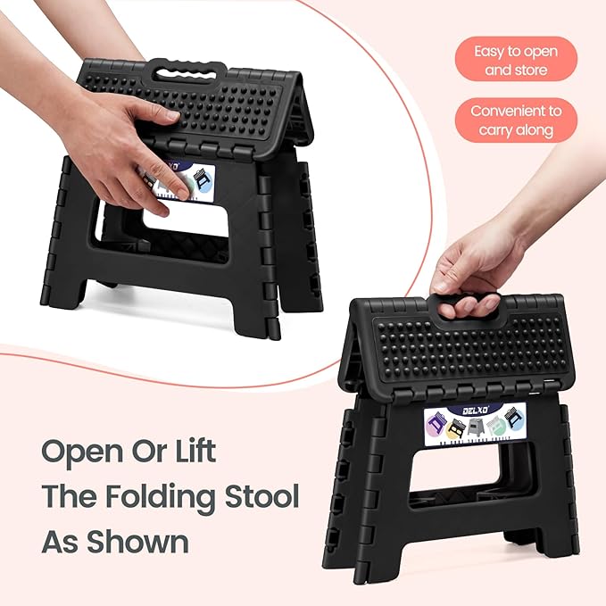 Delxo Folding Step Stool 9 Inch Non-Slip Foldable Stools - Image 5