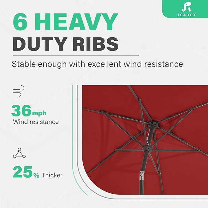 JEAREY 6.5x10 ft Rectangular Patio Umbrellas Rectangle Outdoor Umbrella - Image 9