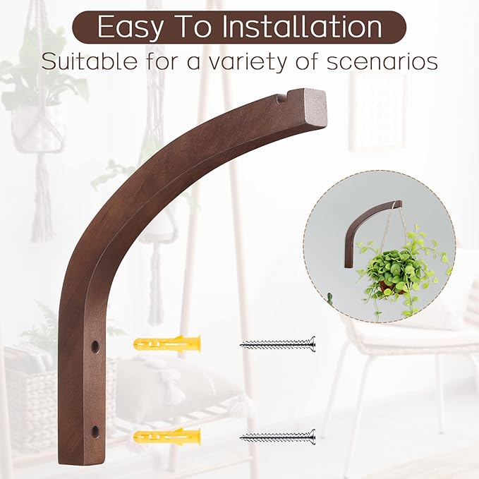 Juexica 4 Pcs Plant Hanger Wooden, 8 Inch Hanging Plant Hooks - Image 4