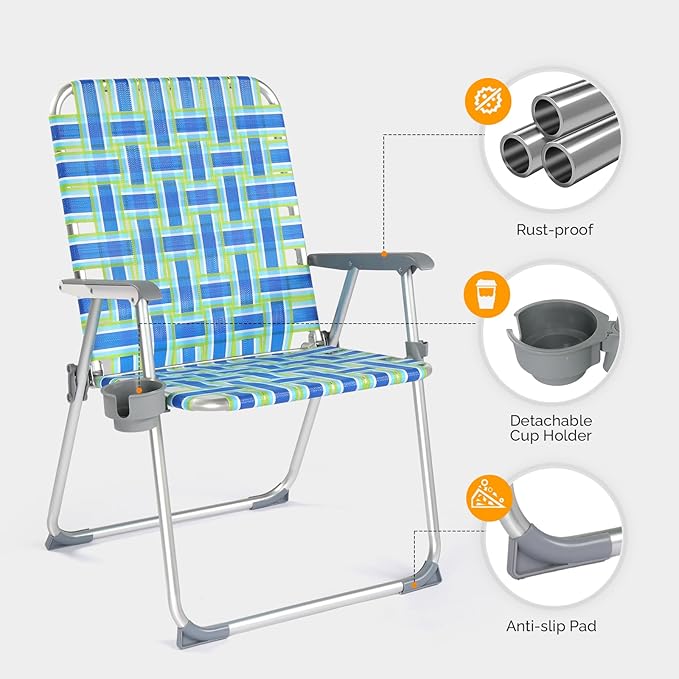 VINGLI Folding Aluminum Webbed Oversized Lawn Chairs - Image 5
