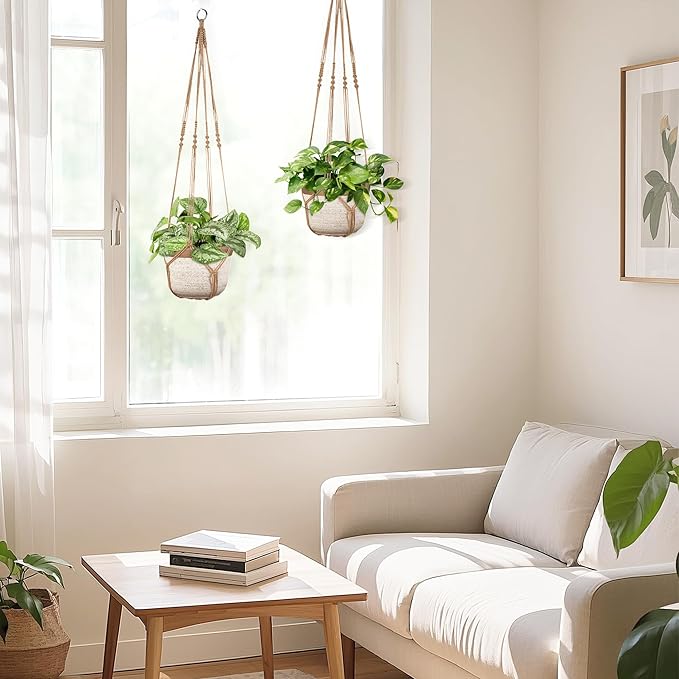 Dahey Macrame Plant Hanger Indoor Outdoor Hanging Planter Basket Large - Image 3