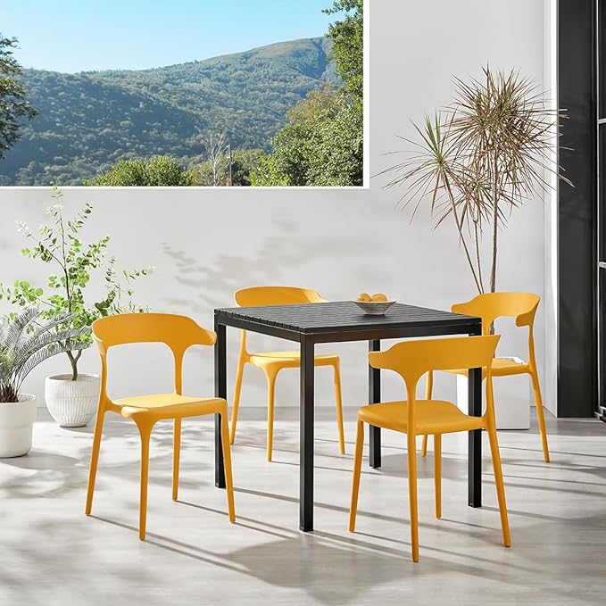 Modern Stackable Dining Chair Set, No Assembly, Plastic Chair, Patio Chair - Image 4