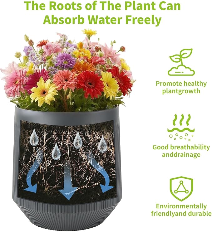 Plant Pots，Set of 2 Plastic Large Pots - Image 5