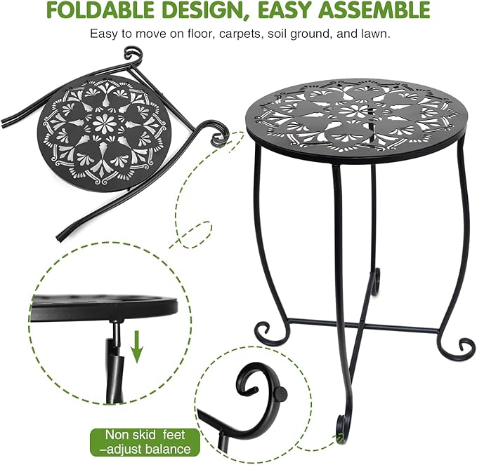 Fashion&cool Outdoor Side Tables, 2 Pack Patio Side Table, Weather Resistant - Image 3