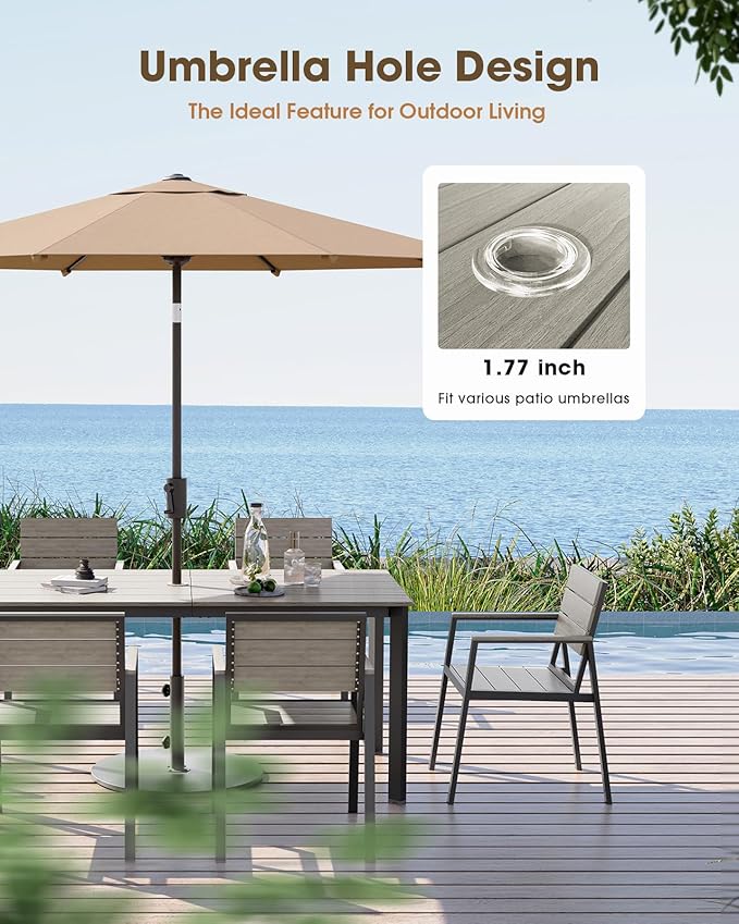 Outdoor Patio Dining Table, HDPS & Aluminum Outdoor Table - Image 3
