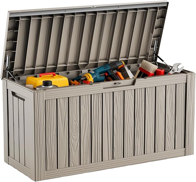 DRATO 80 Gallon Large Deck Box, Outdoor Storage Box by DRATOprovidesawarmandcozy