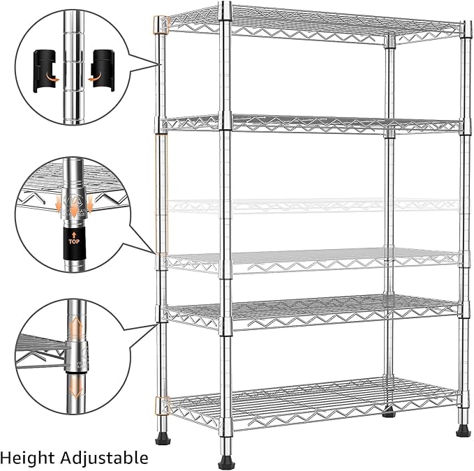 Xcity Storage Shelves, 4 Tier Heavy Duty Metal Shelving Unit, 1600 LBS Capacity - Image 4
