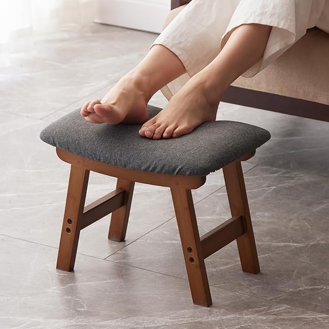 Foot Stool, Bamboo Small Sofa Foot Rest Under Desk, Extra Seating by Kitsanery