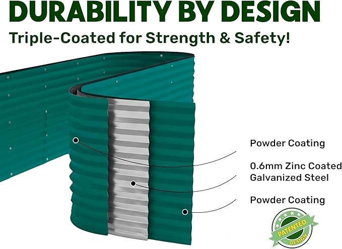 9-in-1 Galvanized Raised Garden Beds Outdoor // 8×2×2.5 ft Modular Planter - Image 4