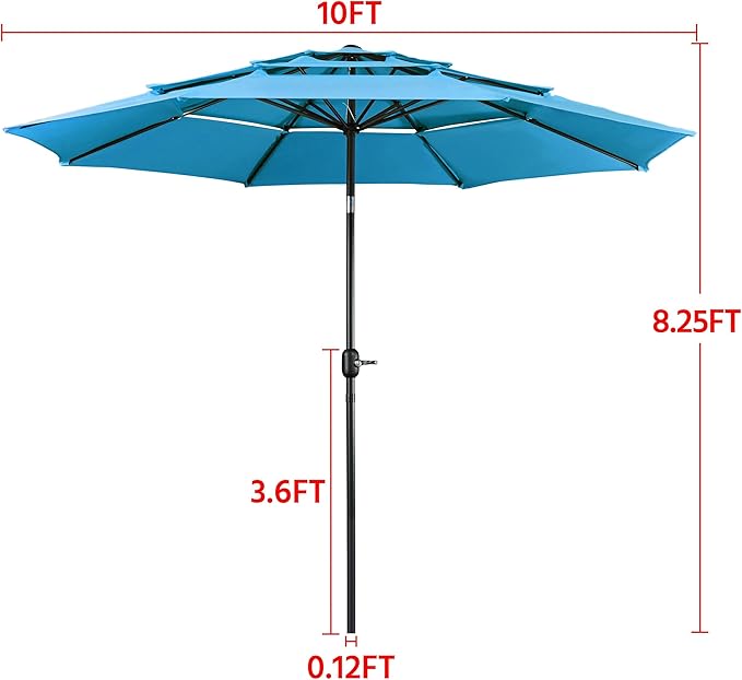 Yaheetech 3-Tier Patio Parasol 10ft Vented Outdoor Canopy Sun Shade Large - Image 8