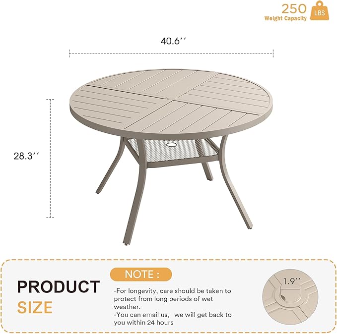 VICLLAX Round Patio Table with Adjustable Umbrella Hole - Image 3