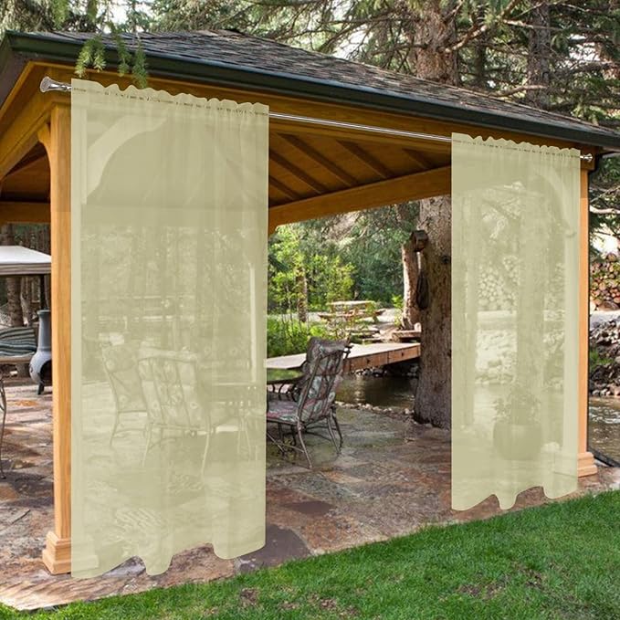 SpaceDresser Waterproof Outdoor Sheer Curtains by SpaceDresser