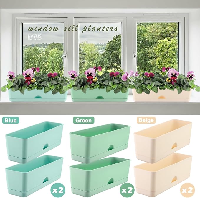 6 Pack Rectangle Planter 16 Inch Window Boxes Planters Rectangular Large Window - Image 2