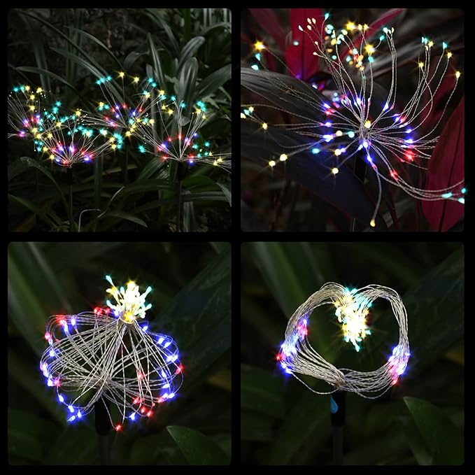 FOOING 6 Pcs Solar Garden Lights Solar Firework Lights, 200 LED String Light 2 - Image 6