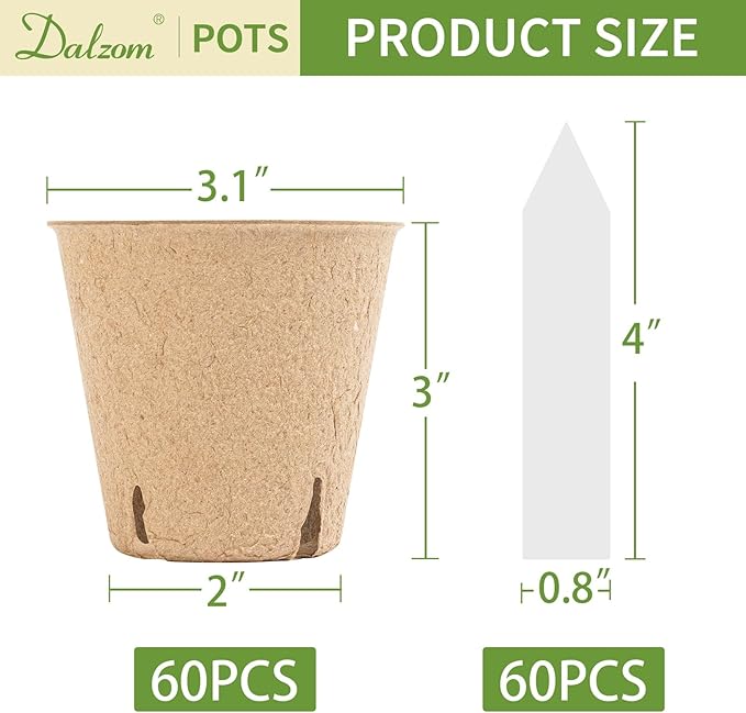 Dalzom® 60Pcs 3.1” Peat Pots - Image 2
