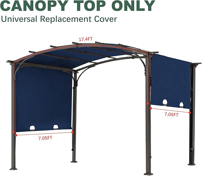 85''x 208'' Universal Doubleton Steel Pergola Replacement Cover - Image 2