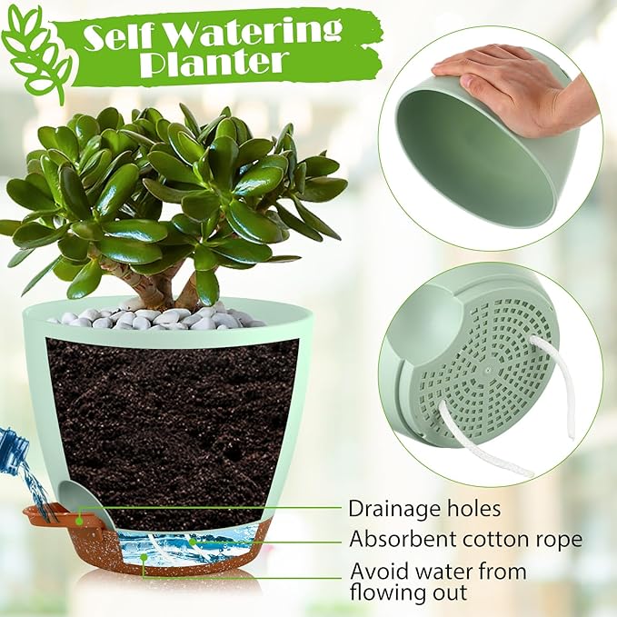 Remerry 15 Pcs 7/6.5/6/ 5.5/5 Inch Self Watering Planters - Image 3