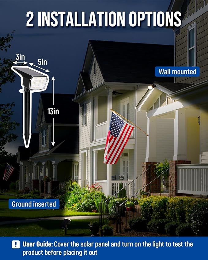 Solar spotlights Outdoor 63 LED 3 Lighting Modes, IP65 Waterproof Lighten Yard - Image 5