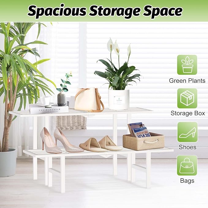 2 Tier Metal Plant Stand Outdoor Indoor, Separated Tiered Outdoor Folding Plant - Image 6