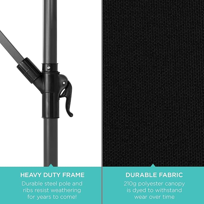 Best Choice Products 10ft Solar LED Offset Cantilever Hanging Market Patio - Image 6