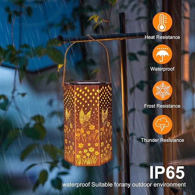 2 Pack Hummingbird Solar Lanterns Outdoor Waterproof - Image 4