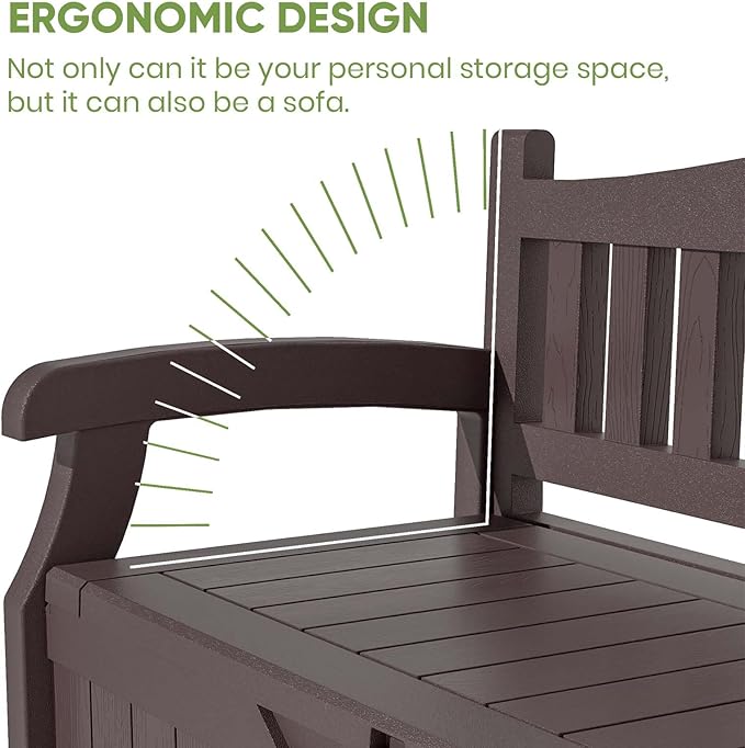 Patiowell 75 Gallon Plastic Storage Bench, Water-Resistant Deck Box - Image 5