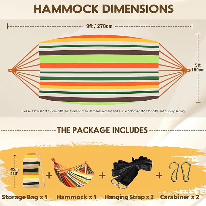 ANYOO Cotton Hammock Portable Camping Hammocks - Image 2
