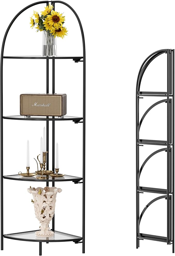 Crofy Foldable 4 Tier Corner Shelf, Metal Corner Plant Stand by CrofyLLC