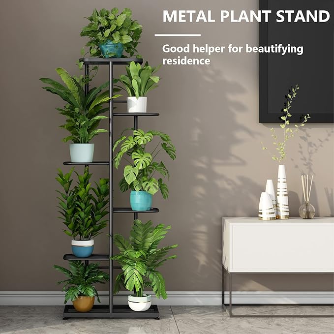LINZINAR Plant Stand Indoor Outdoor Metal 6 Tier 7 Potted Multiple Flower Pot - Image 2