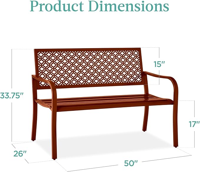 Best Choice Products Outdoor Bench 2-Person Metal Steel Benches Furniture - Image 2