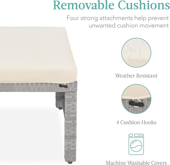Best Choice Products Set of 2 Wicker Ottomans, Additional Seating, Side Table - Image 6