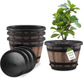 Quarut Plant Pots Set of 4 Pack 12 inch, Large Whiskey Barrel Planters by Quarut