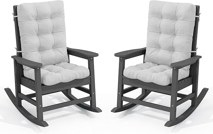 SERWALL Oversized Outdoor Rocking Chair Set of 2, HDPE Rocker by SERWALL