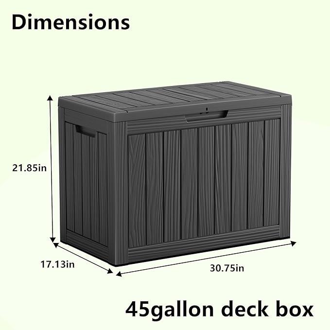45 Gallon Outdoor Storage Box, Weather Resistant & Waterproof Resin Deck Box - Image 2