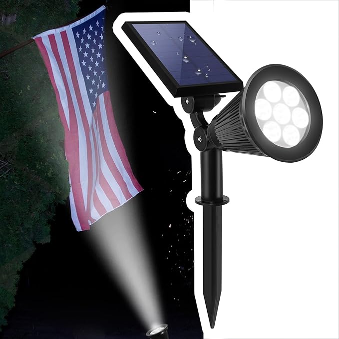 Solar Spotlights Outdoor, Bright 7-LED Landscape Spot Lights, Dusk-to-Dawn by SFSUNFUNY