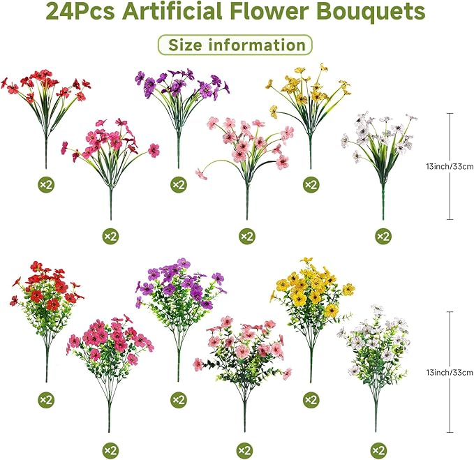Alupssuc 24 Bundles Artificial Flowers - Image 3