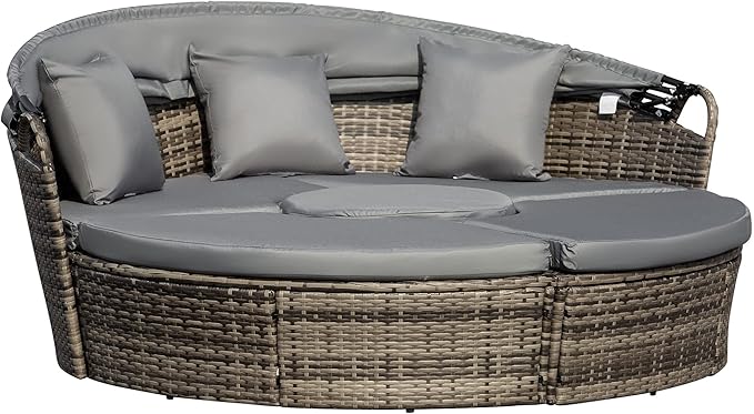 Outsunny 4-Piece Round Convertible Daybed by Outsunny