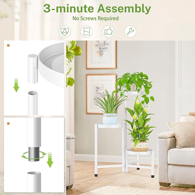 iDavosic.ly Plant Stand Indoor Outdoor, 3 Tier Corner Metal Flower Display - Image 4