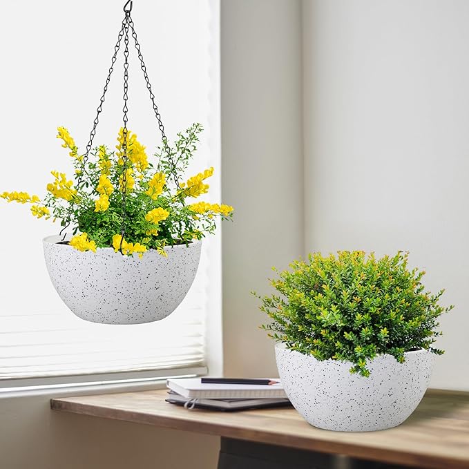 8 inch Hanging Planters for Small Indoor Outdoor Plants, 2 Pack Hanging Flower - Image 5