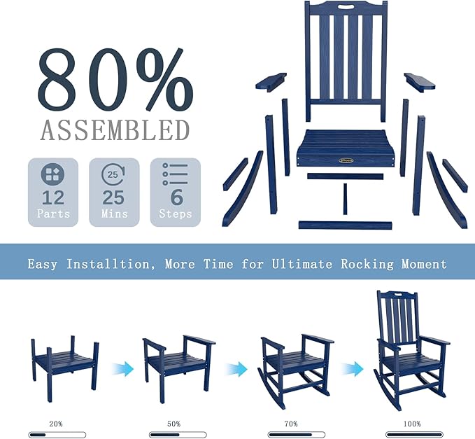 Oversized Rocking Chair Set of 8, Outdoor Rocking Chair - Image 9