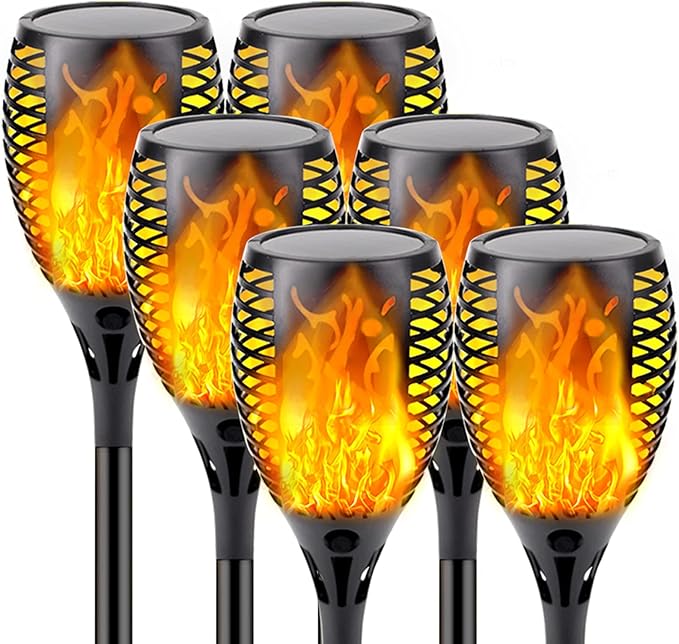 Upgraded Solar Lights Outdoor, 6 Pack Flickering Flame Solar Torch Lights by SANJICHA