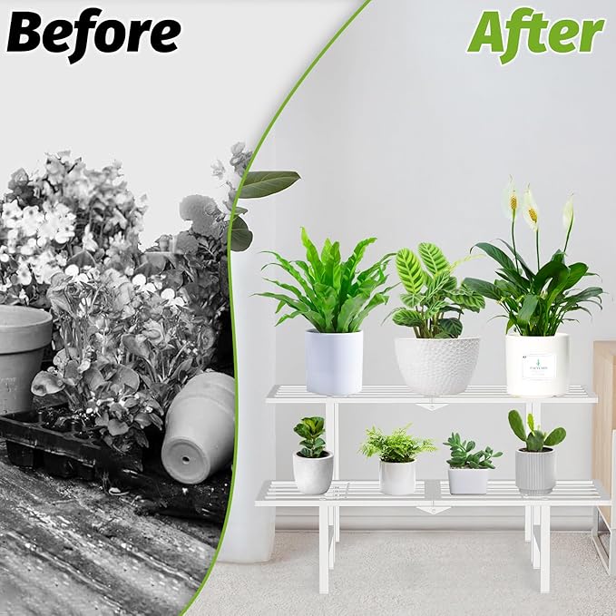2 Tier Metal Plant Stand Outdoor Indoor, Separated Tiered Outdoor Folding Plant - Image 8