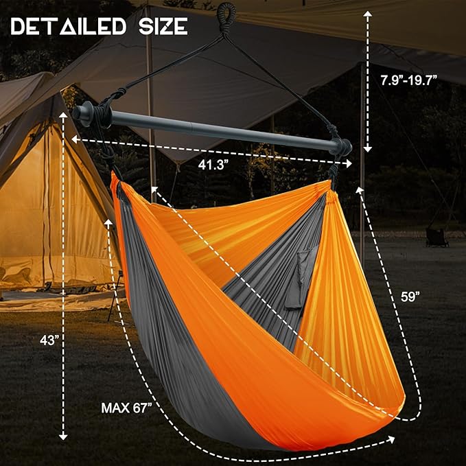 Hammock Chair, Portable Large Hanging Rope Swing, Lightweight Nylon Parachute - Image 8