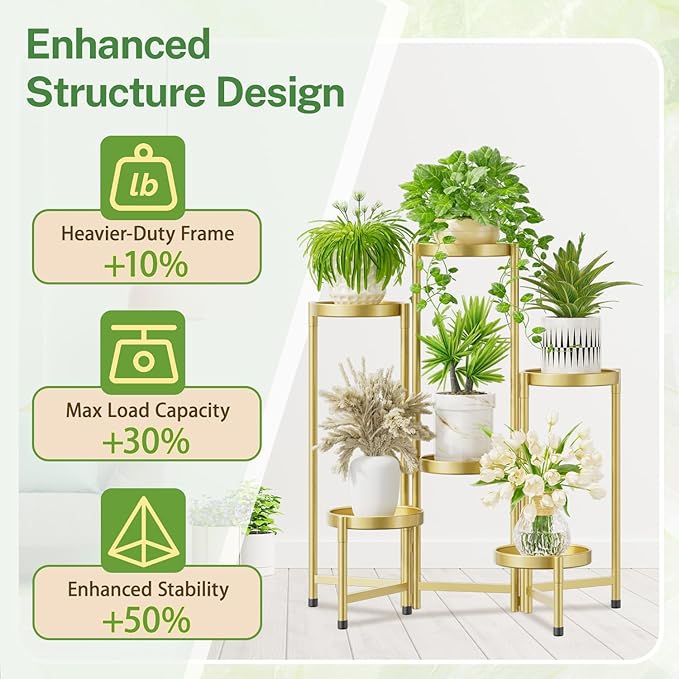 iDavosic.ly Plant Stand Indoor Outdoor, 6 Tier Corner Metal Flower Display - Image 5