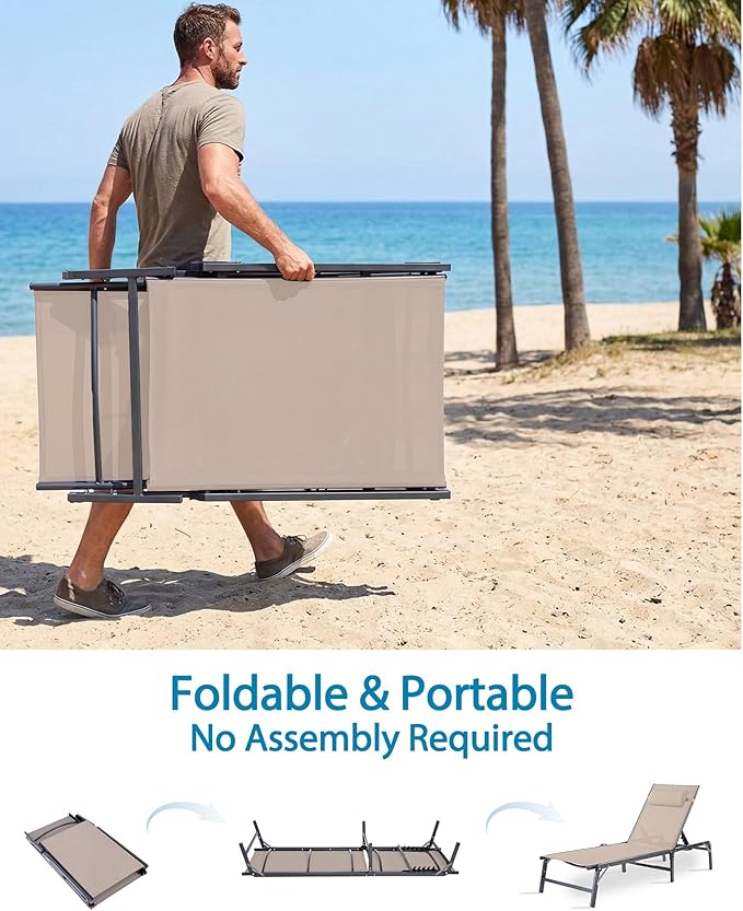 Foldable Chaise Lounge Chair - Image 7