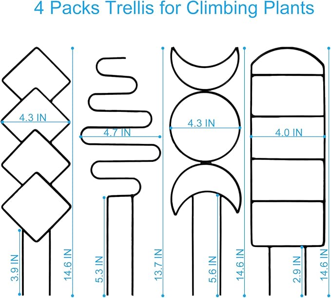 4 Packs Trellis for Climbing Plants Indoor, HENABLE Small Garden Metal Trellis - Image 2