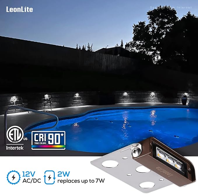 LEONLITE 8-Pack Premium Series 4 Inch 2W LED Retaining Wall Lights Swivel - Image 3