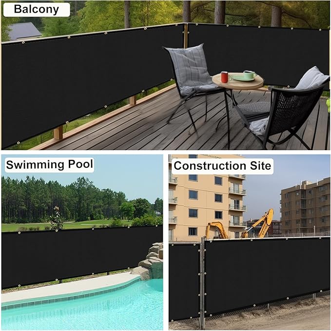 UPGRADE Privacy Fence Screen 5'x17' Black Outdoor 90% Visibility Blockage 170 - Image 8
