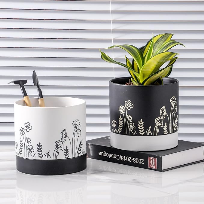 Nihow Ceramic Plant Pot: 6 Inch Planter - Image 5