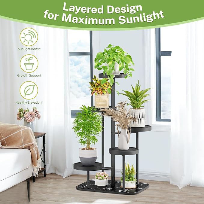 iDavosic.ly 5 Tier Plant Stand Indoor Outdoor, Tiered Corner Plant Stands - Image 7
